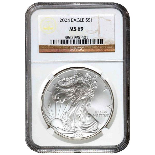1 oz American Silver Eagle Coin MS69 (Random Year, Varied Label, PCGS/NGC/CAC)