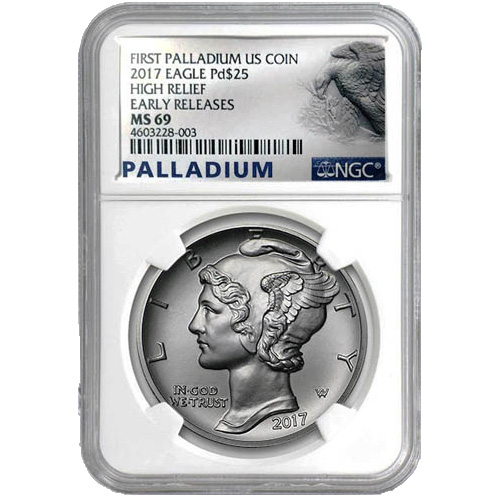 1 oz American Palladium Eagle Coin MS/SP/PR/PF69 (Random Year, Varied Label, PCGS or NGC)