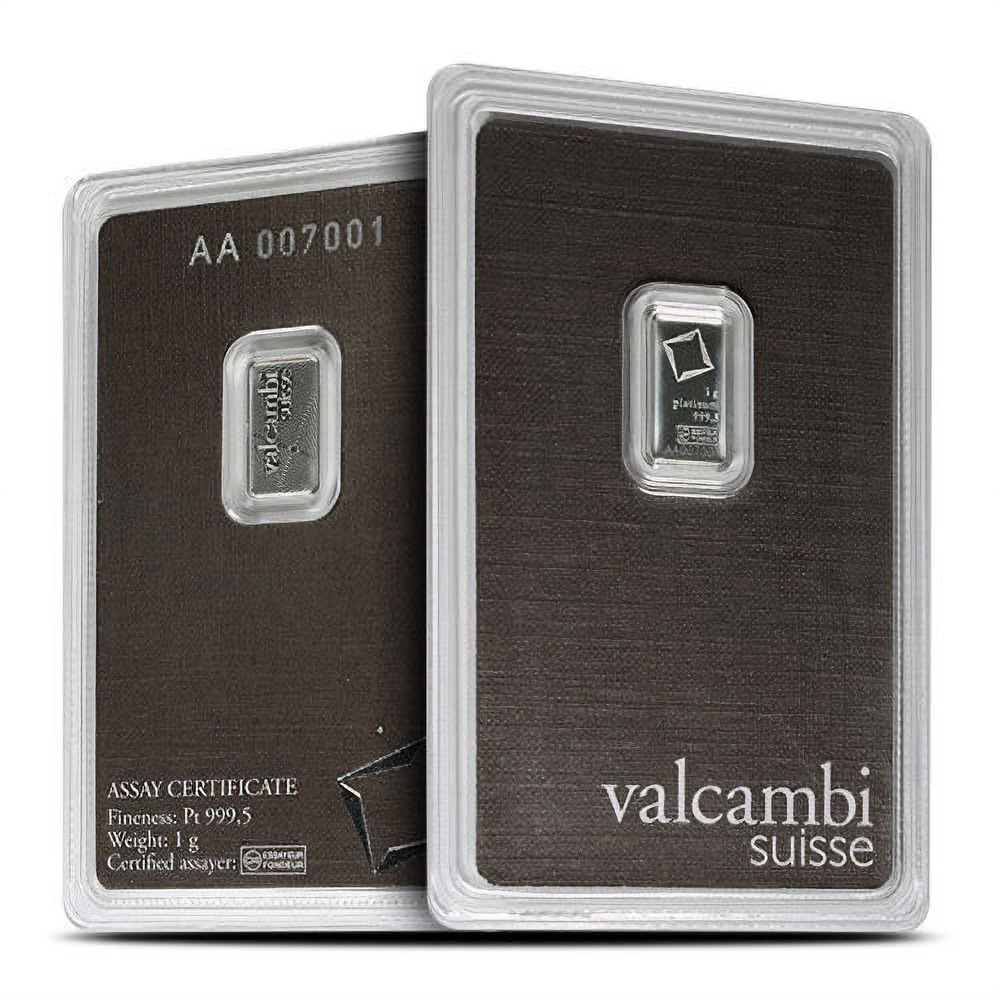 1 Gram Valcambi Platinum Bar (New w/ Assay)